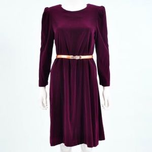 Vtg 1980's LUSH Velvet Burgundy Shift Dress
